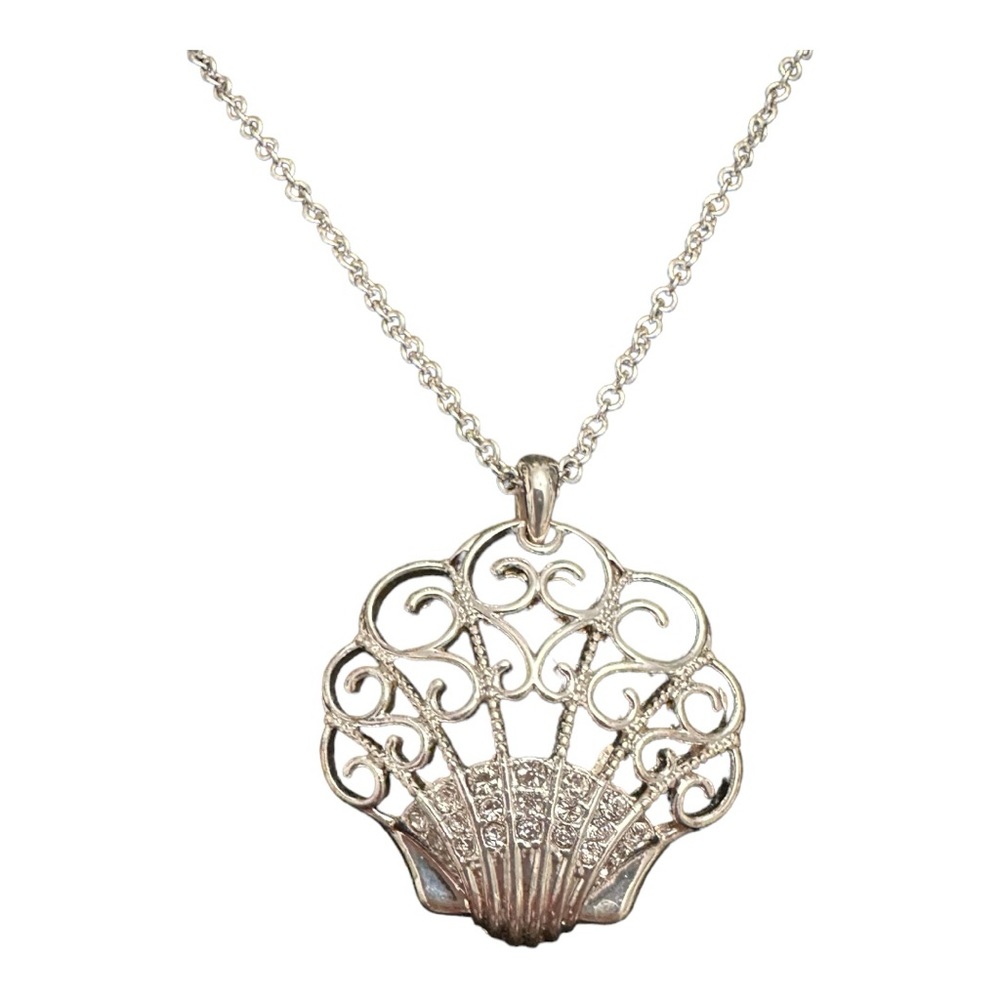 Avon Silver tone Shell with Rhinestones necklace